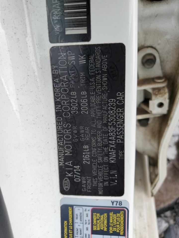 2015 Kia Forte Ex VIN: KNAFX4A83F5308239 Lot: 91809265