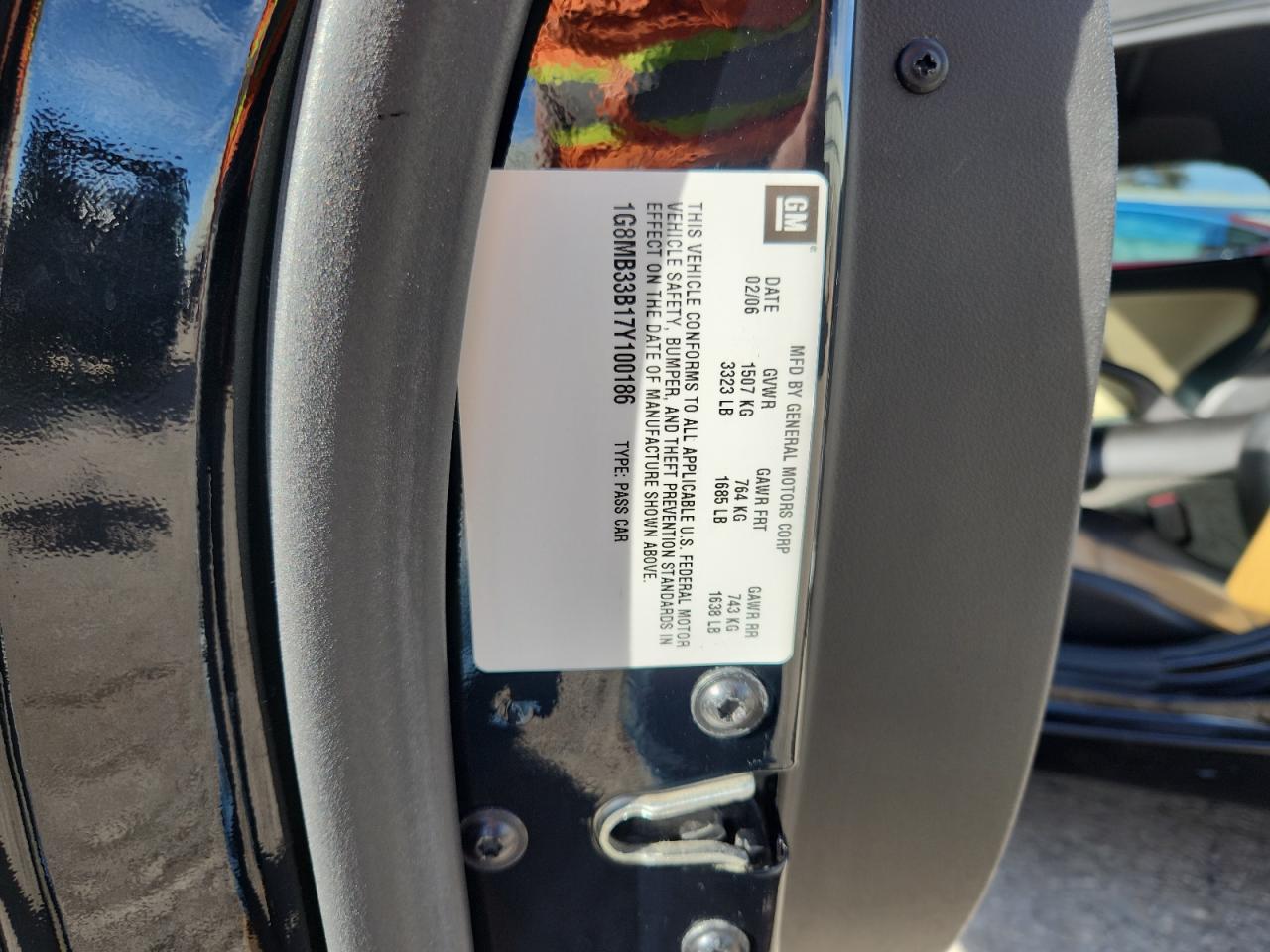 2007 Saturn Sky VIN: 1G8MB33B17Y100186 Lot: 92082405