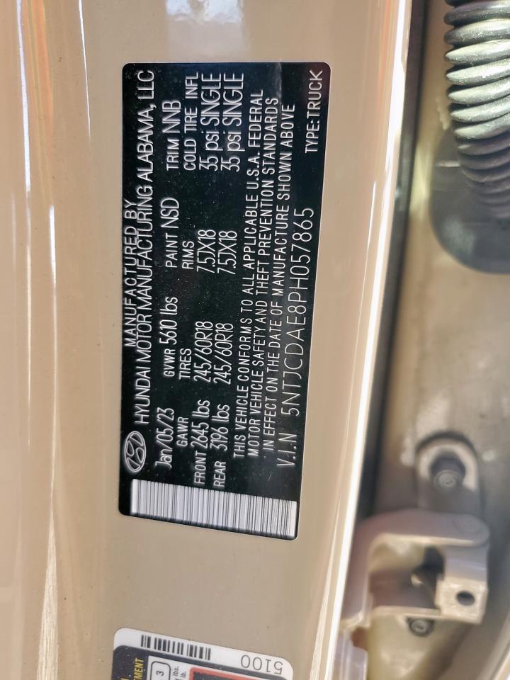 2023 Hyundai Santa Cruz Sel VIN: 5NTJCDAE8PH057865 Lot: 93193405