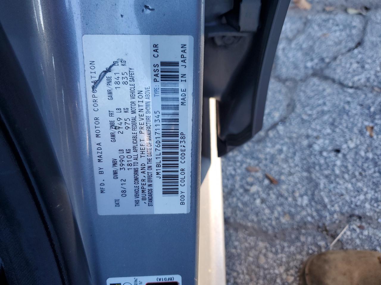 2013 Mazda 3 I VIN: JM1BL1L76D1711345 Lot: 93135335