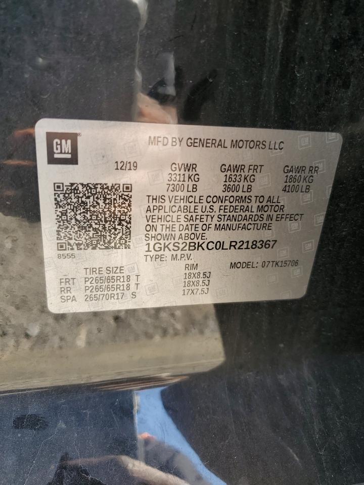 2020 GMC Yukon Slt VIN: 1GKS2BKC0LR218367 Lot: 91131365