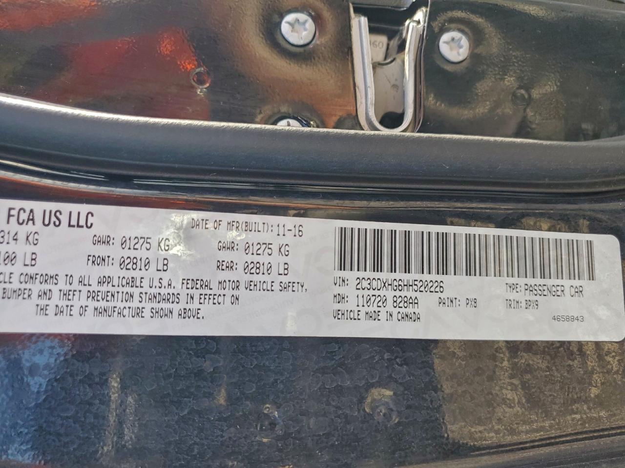 2017 Dodge Charger Sxt VIN: 2C3CDXHG6HH520226 Lot: 94531965