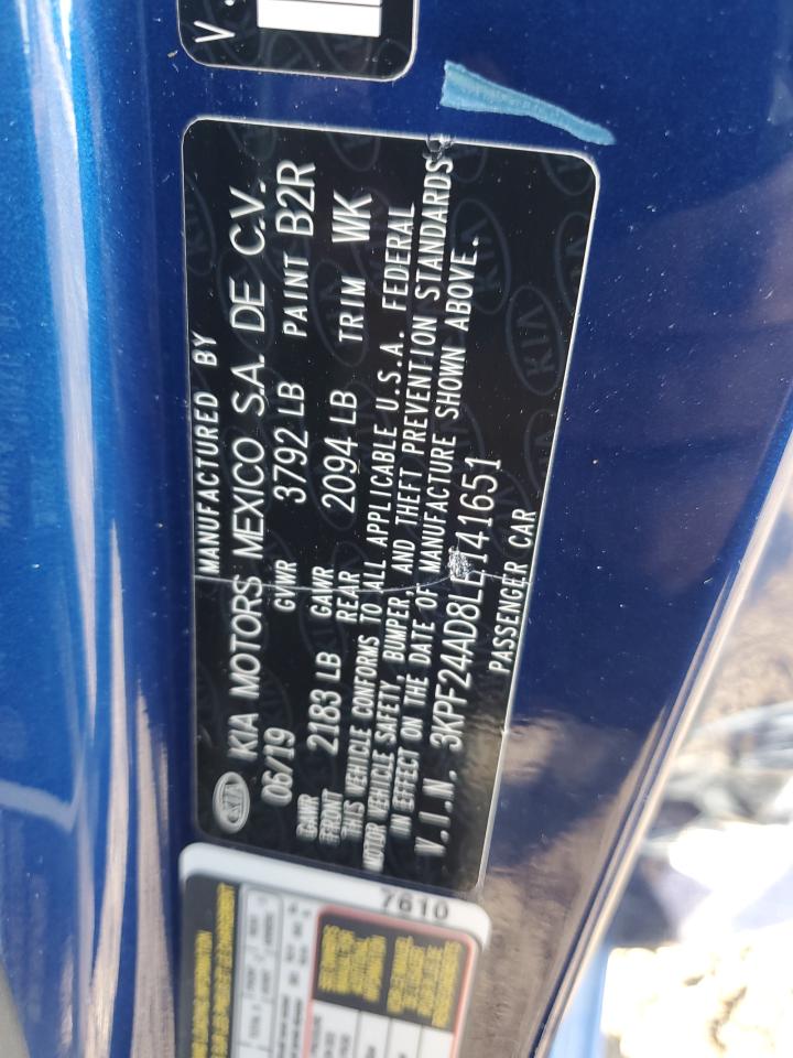 2020 Kia Forte Fe VIN: 3KPF24AD8LE141651 Lot: 90831595