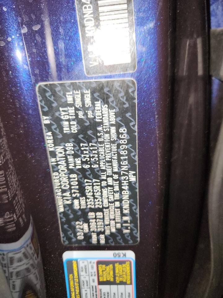 2022 Kia Carnival Lx VIN: KNDNB4H37N6189868 Lot: 93086735