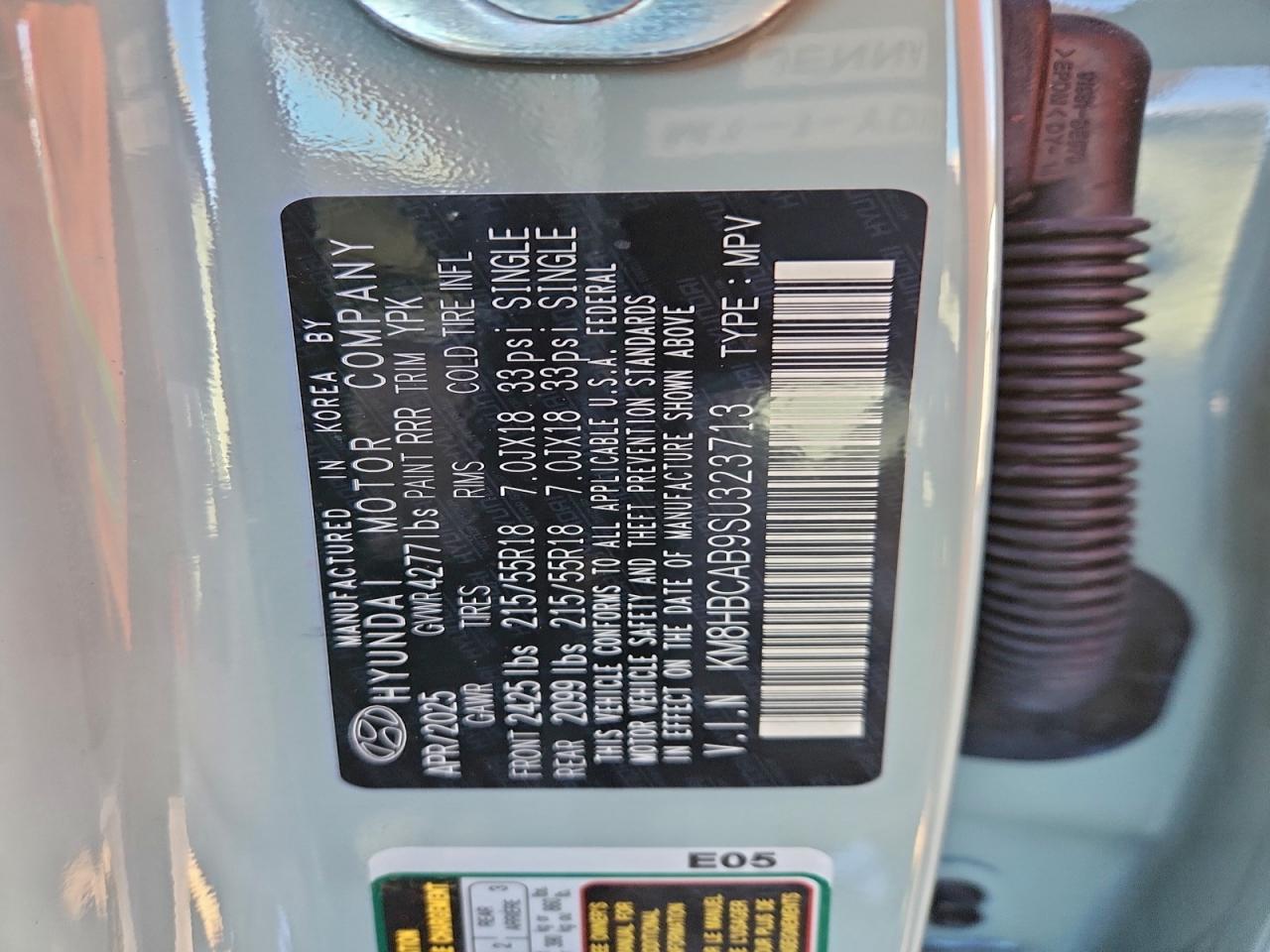 2025 Hyundai Kona Sel VIN: KM8HBCAB9SU323713 Lot: 94122695