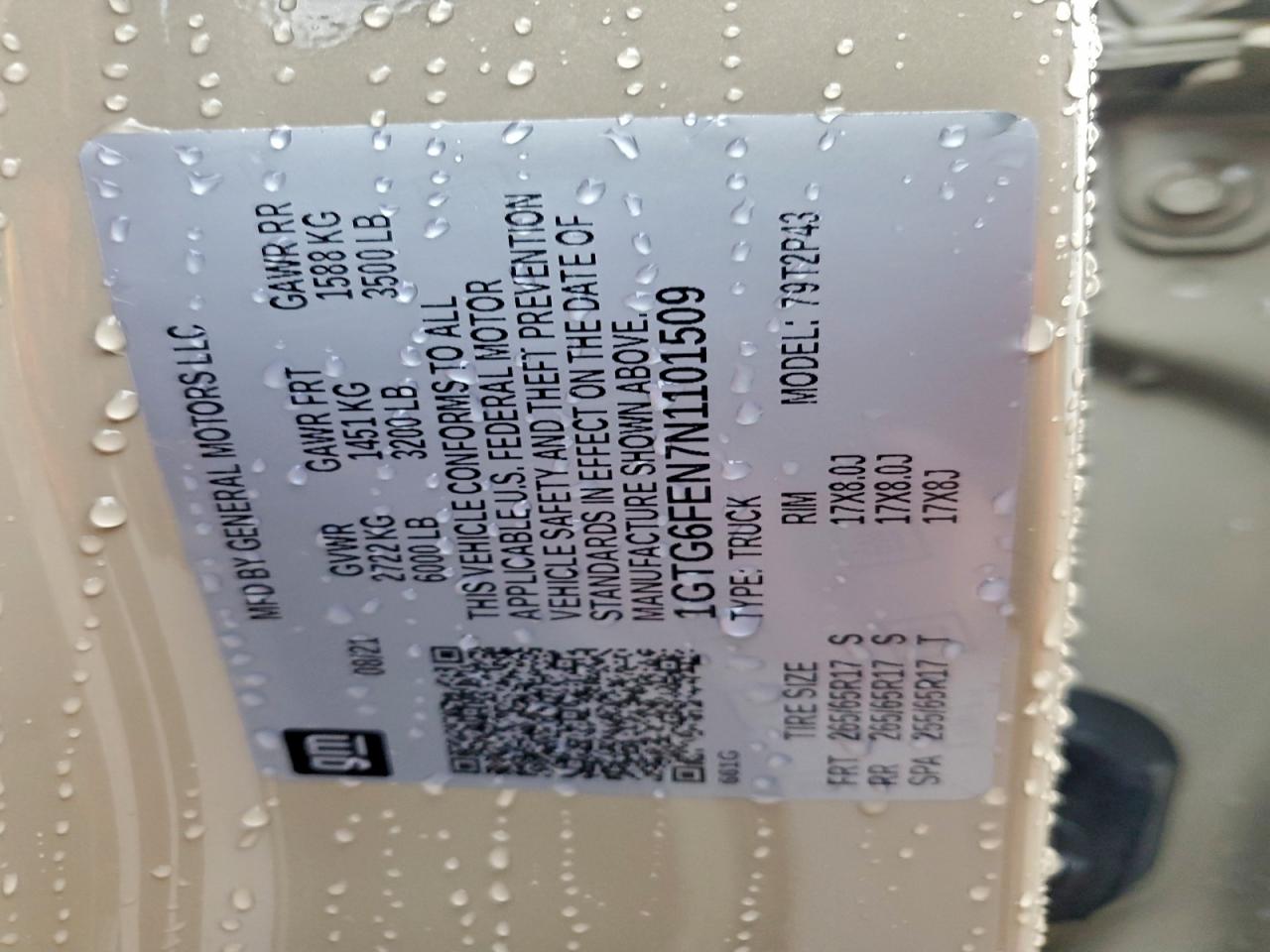 2022 GMC Canyon At4 VIN: 1GTG6FEN7N1101509 Lot: 93608405