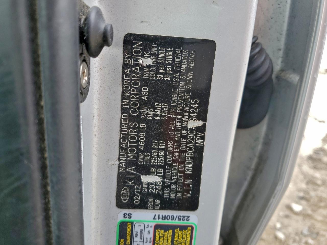 2012 Kia Sportage Lx VIN: KNDPBCA29C7294245 Lot: 93733195