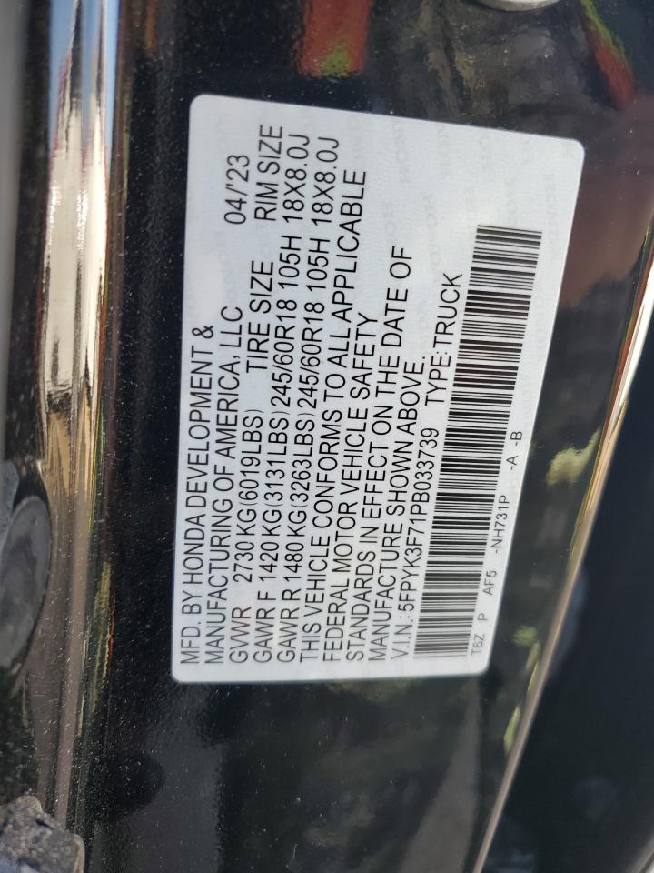 2023 Honda Ridgeline Rtl-E VIN: 5FPYK3F71PB033739 Lot: 91068645