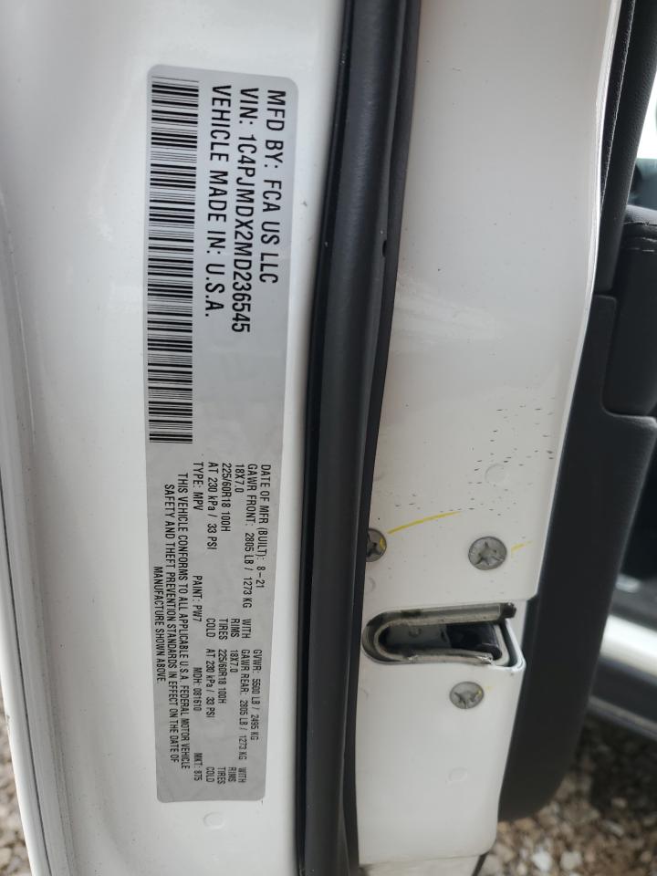 2021 Jeep Cherokee Limited VIN: 1C4PJMDX2MD236545 Lot: 91874465