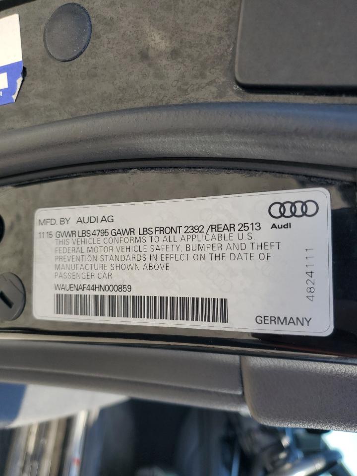 2017 Audi A4 Premium Plus VIN: WAUENAF44HN000859 Lot: 92108065