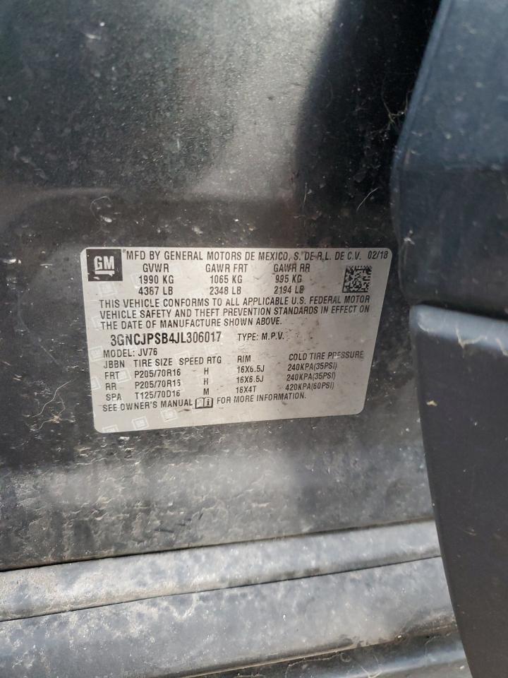 2018 Chevrolet Trax 1Lt VIN: 3GNCJPSB4JL306017 Lot: 91928125