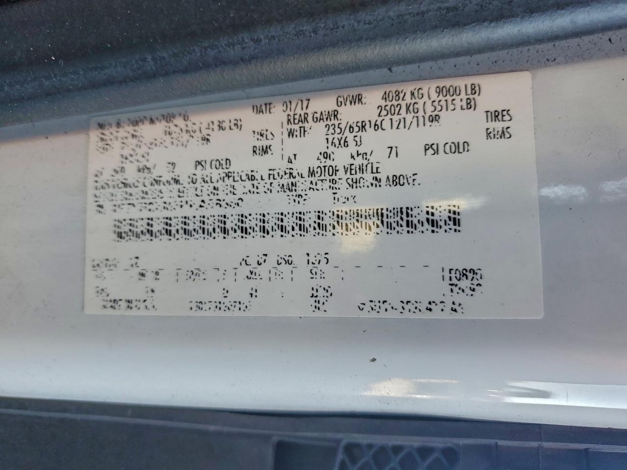 2017 Ford Transit T-250 VIN: 1FTYR2XM3HKA58360 Lot: 94415625