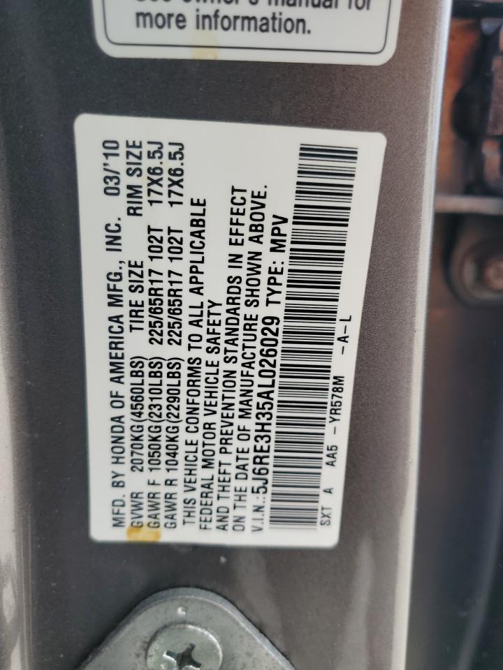 2010 Honda Cr-V Lx VIN: 5J6RE3H35AL026029 Lot: 91628865