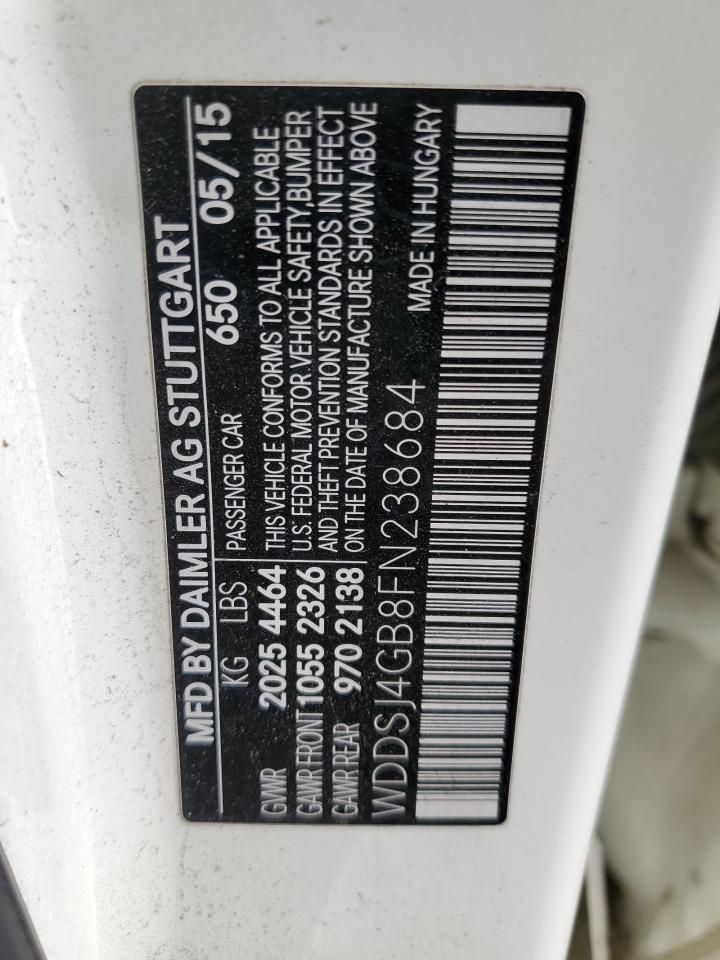 2015 Mercedes-Benz Cla 250 4Matic VIN: WDDSJ4GB8FN238684 Lot: 91505275