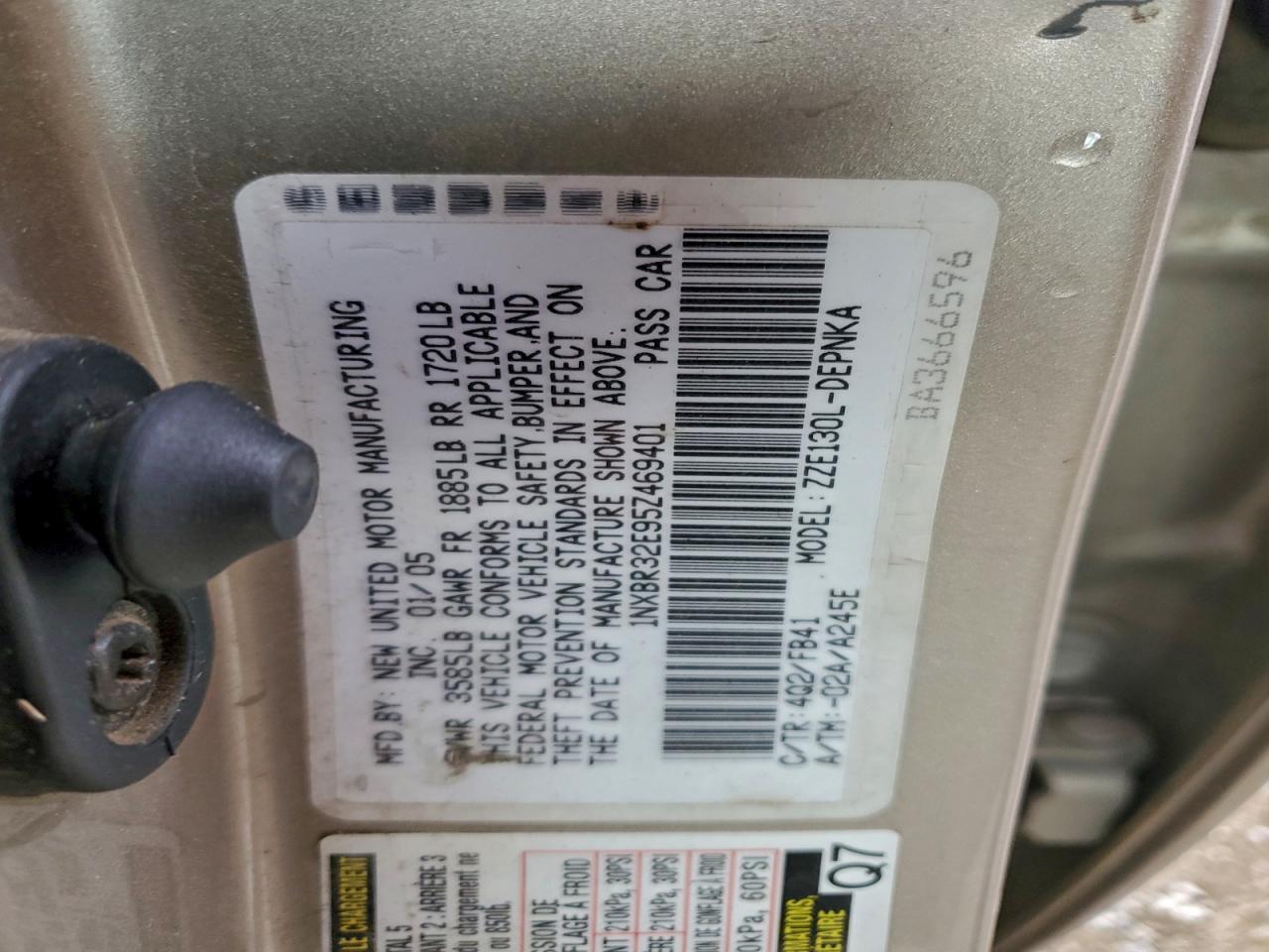 2005 Toyota Corolla Ce VIN: 1NXBR32E95Z469401 Lot: 93379565