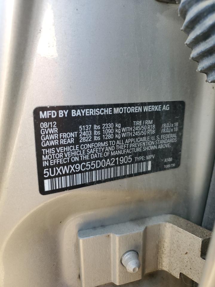 2013 BMW X3 xDrive28I VIN: 5UXWX9C55D0A21905 Lot: 92216515