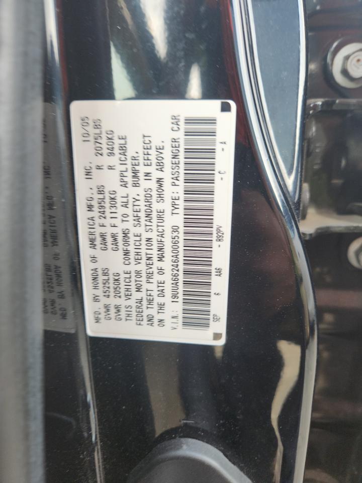 2006 Acura 3.2Tl VIN: 19UUA66246A006530 Lot: 92758505