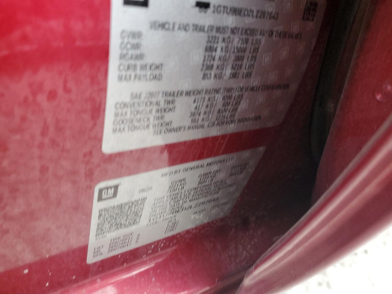 2020 GMC Sierra K1500 Sle VIN: 1GTU9BED2LZ297643 Lot: 91514685