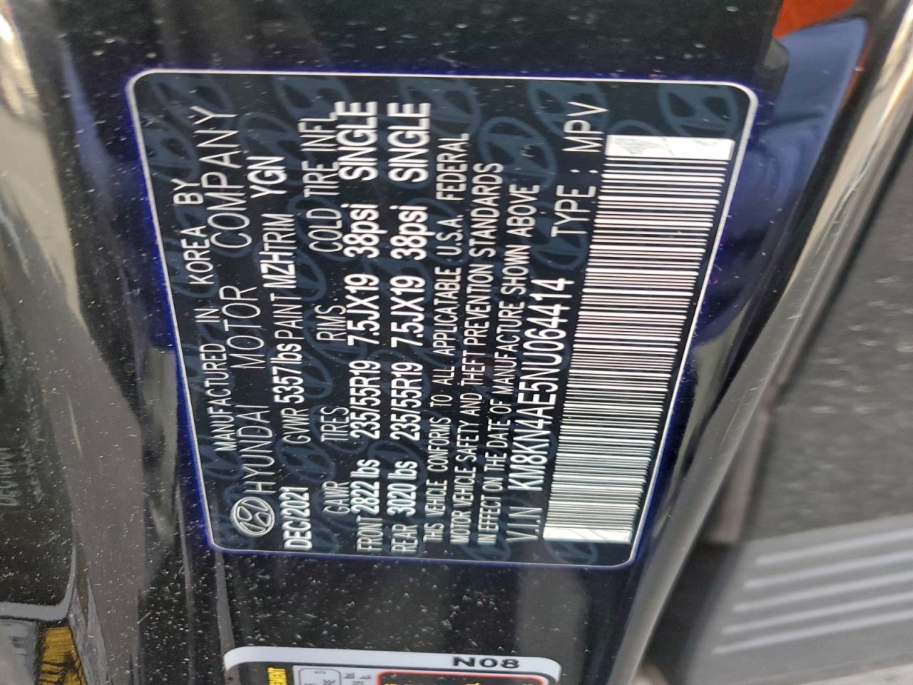 2022 Hyundai Ioniq 5 Sel VIN: KM8KN4AE5NU064414 Lot: 93786005