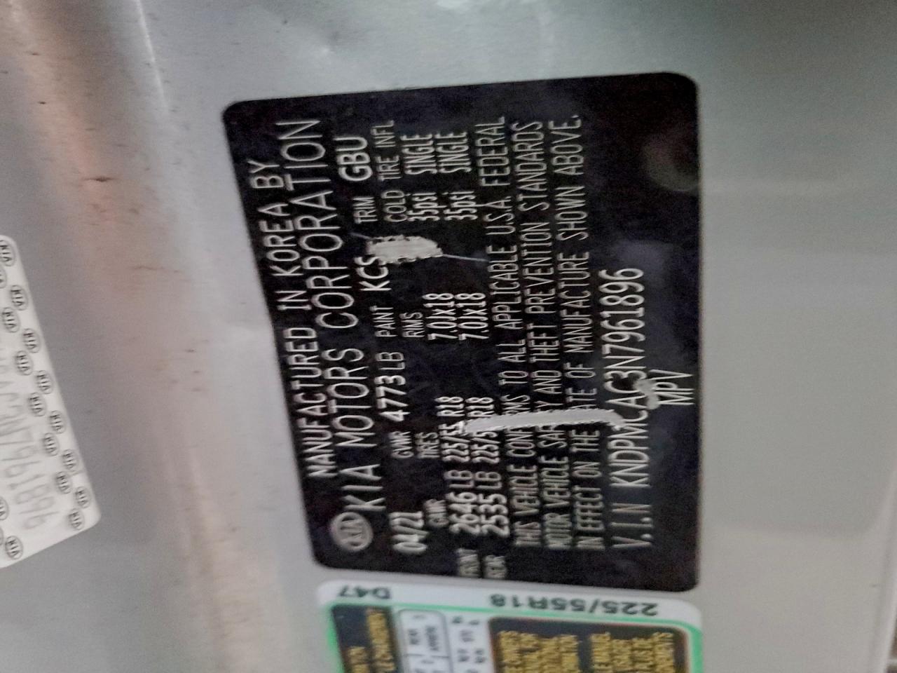 2022 Kia Sportage Lx VIN: KNDPMCAC3N7961896 Lot: 93694045