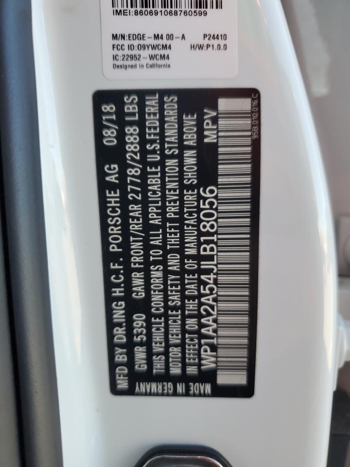 2018 Porsche Macan VIN: WP1AA2A54JLB18056 Lot: 92071395