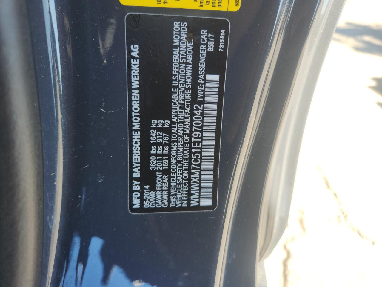 2014 Mini Cooper S VIN: WMWXM7C51ET970042 Lot: 91320055