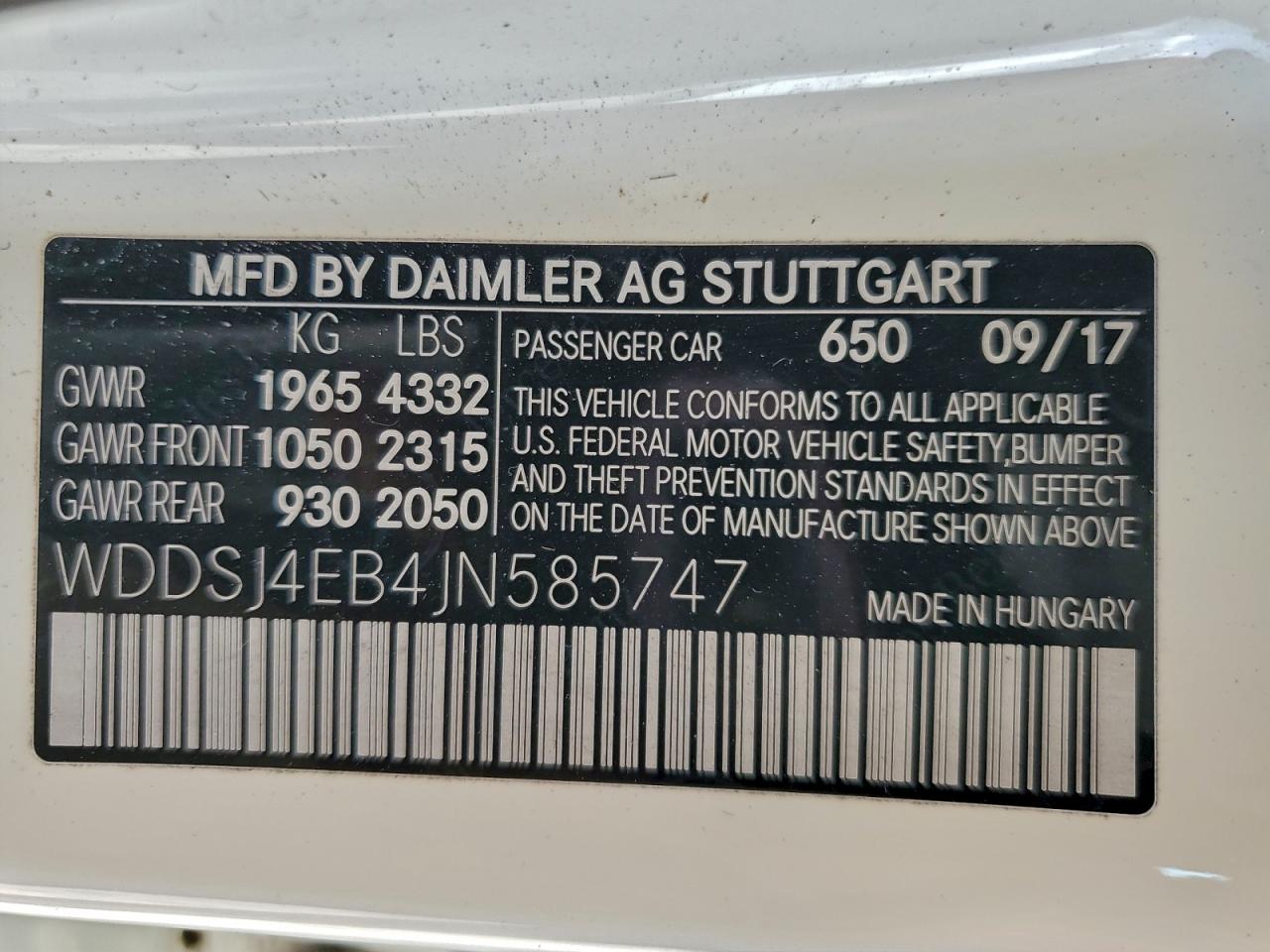 2018 Mercedes-Benz Cla 250 VIN: WDDSJ4EB4JN585747 Lot: 93410835