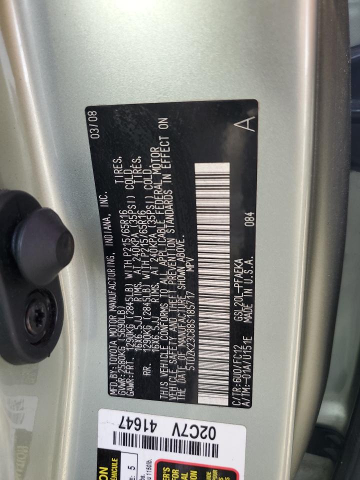 2008 Toyota Sienna Ce VIN: 5TDZK23C88S185717 Lot: 92642595