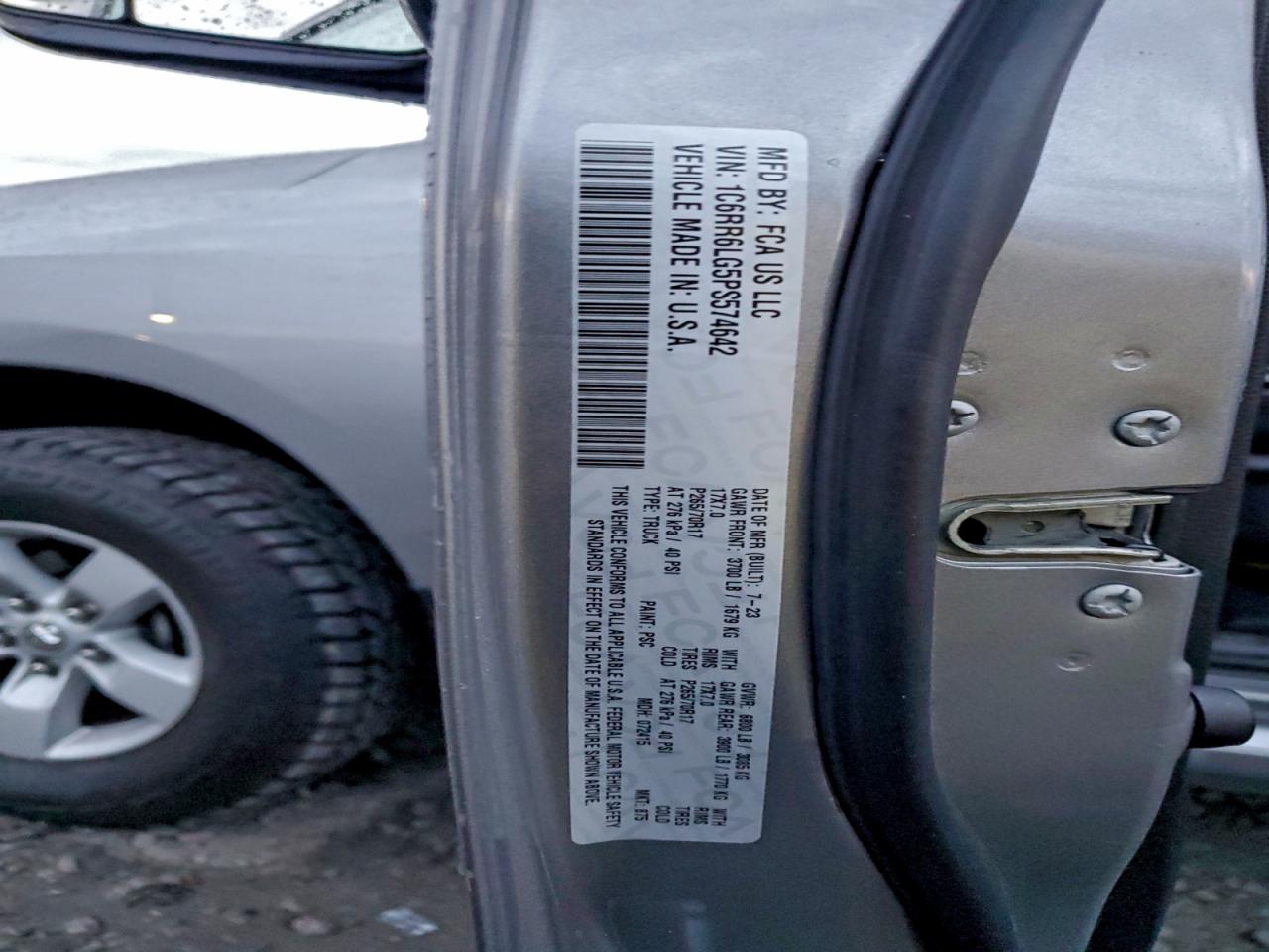 2023 Ram 1500 Classic Slt VIN: 1C6RR6LG5PS574642 Lot: 94062345