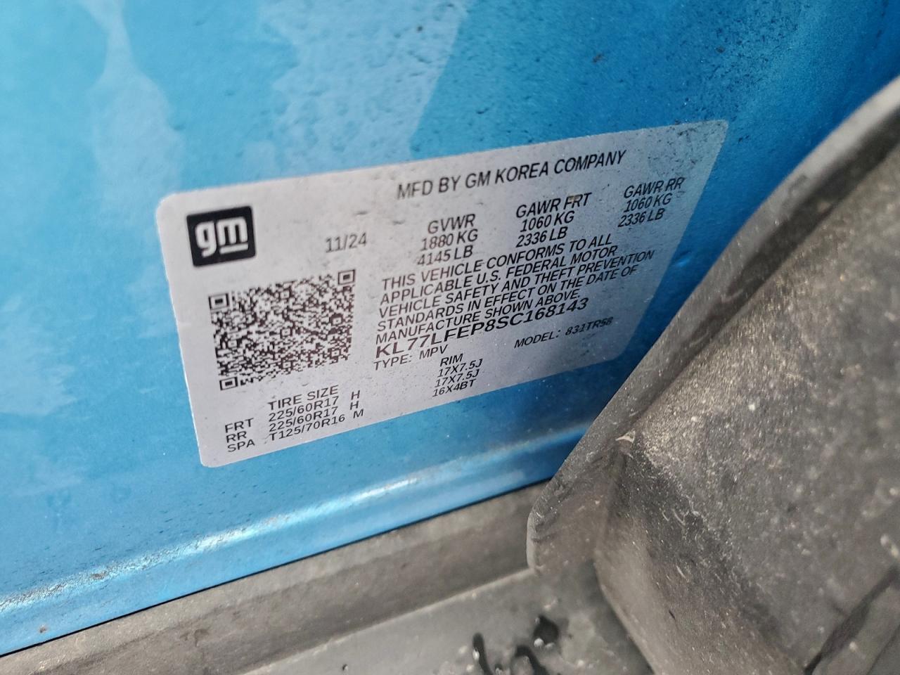 2025 Chevrolet Trax Ls VIN: KL77LFEP8SC168143 Lot: 93310395