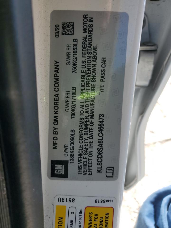 2020 Chevrolet Spark 1Lt VIN: KL8CD6SA6LC466473 Lot: 92271865