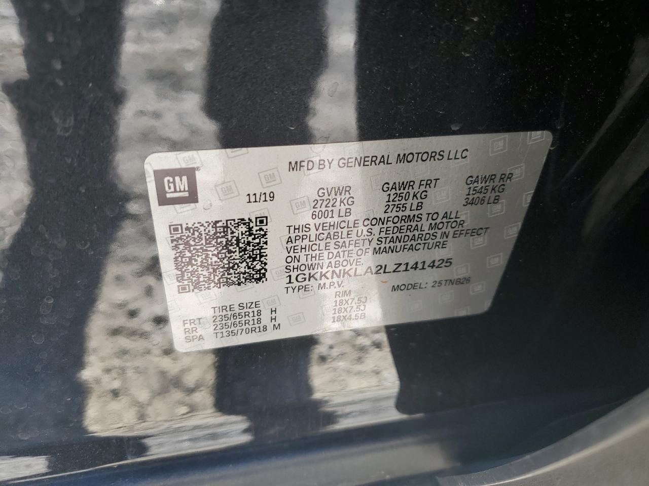 2020 GMC Acadia Sle VIN: 1GKKNKLA2LZ141425 Lot: 91112125