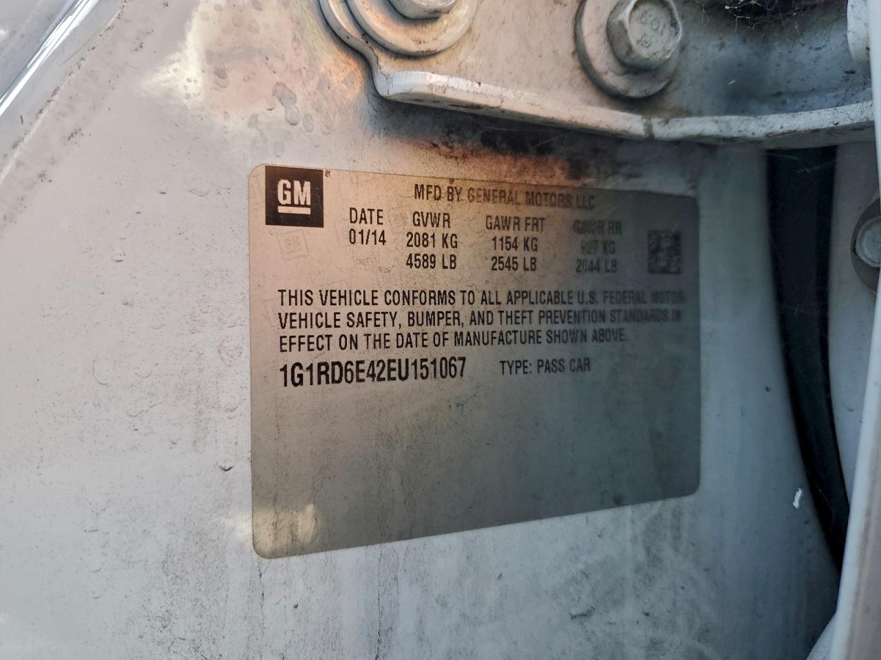 2014 Chevrolet Volt VIN: 1G1RD6E42EU151067 Lot: 94133085