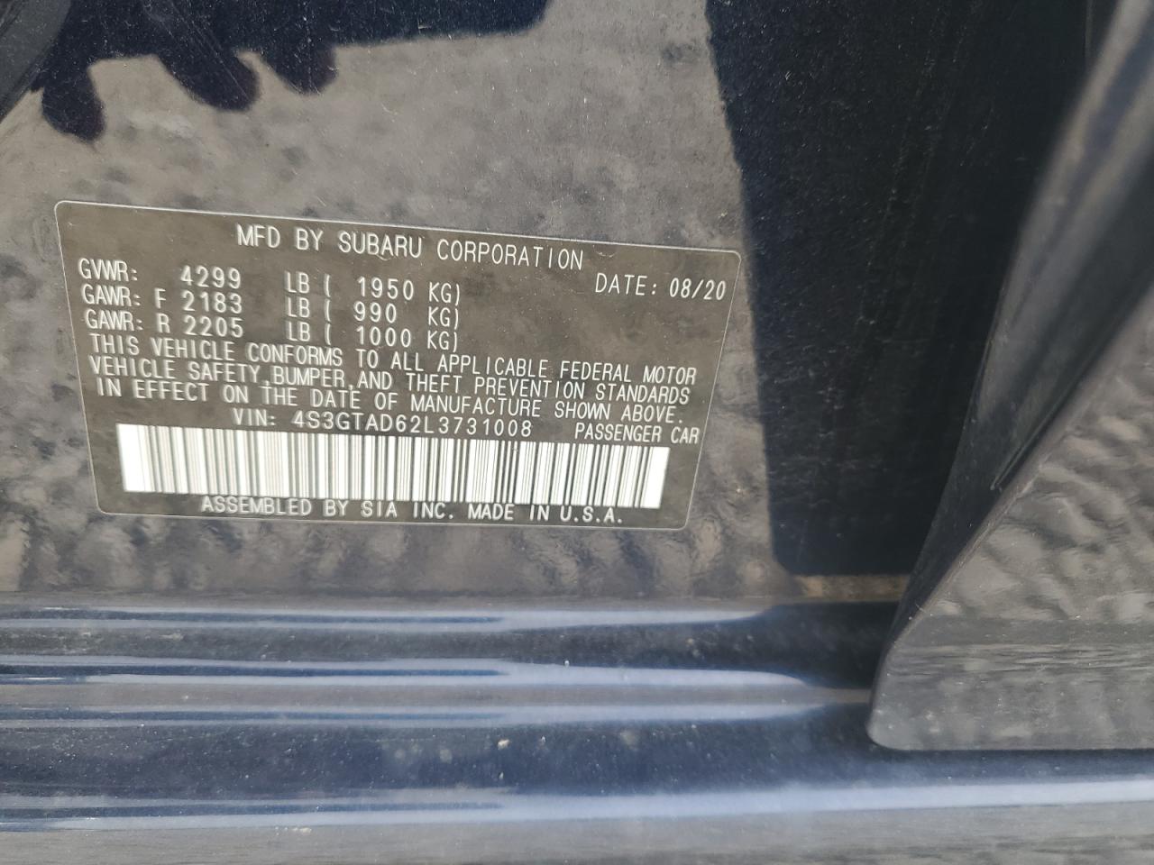 2020 Subaru Impreza Premium VIN: 4S3GTAD62L3731008 Lot: 92460765