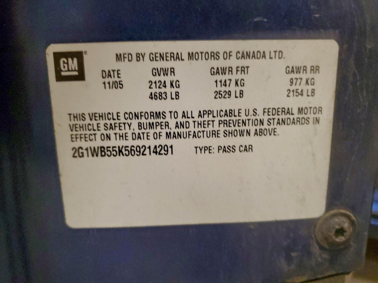 2006 Chevrolet Impala Ls VIN: 2G1WB55K569214291 Lot: 94098855