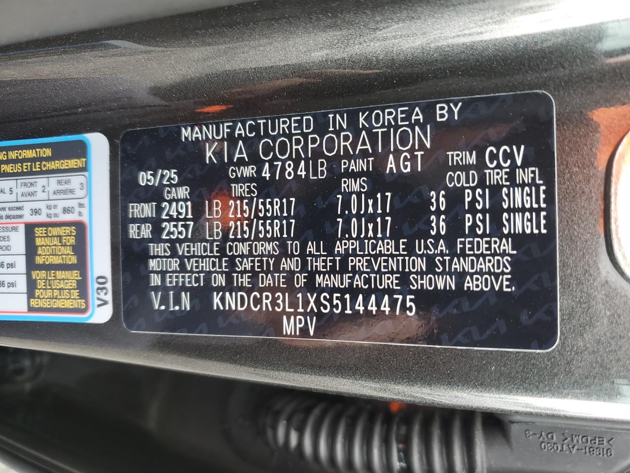 2025 Kia Niro Wind VIN: KNDCR3L1XS5144475 Lot: 93066675