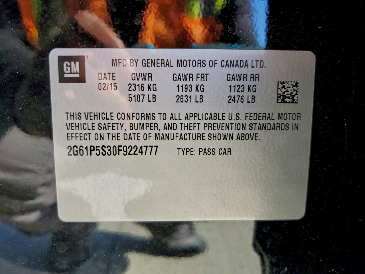 2015 Cadillac Xts Premium Collection VIN: 2G61P5S30F9224777 Lot: 91012465