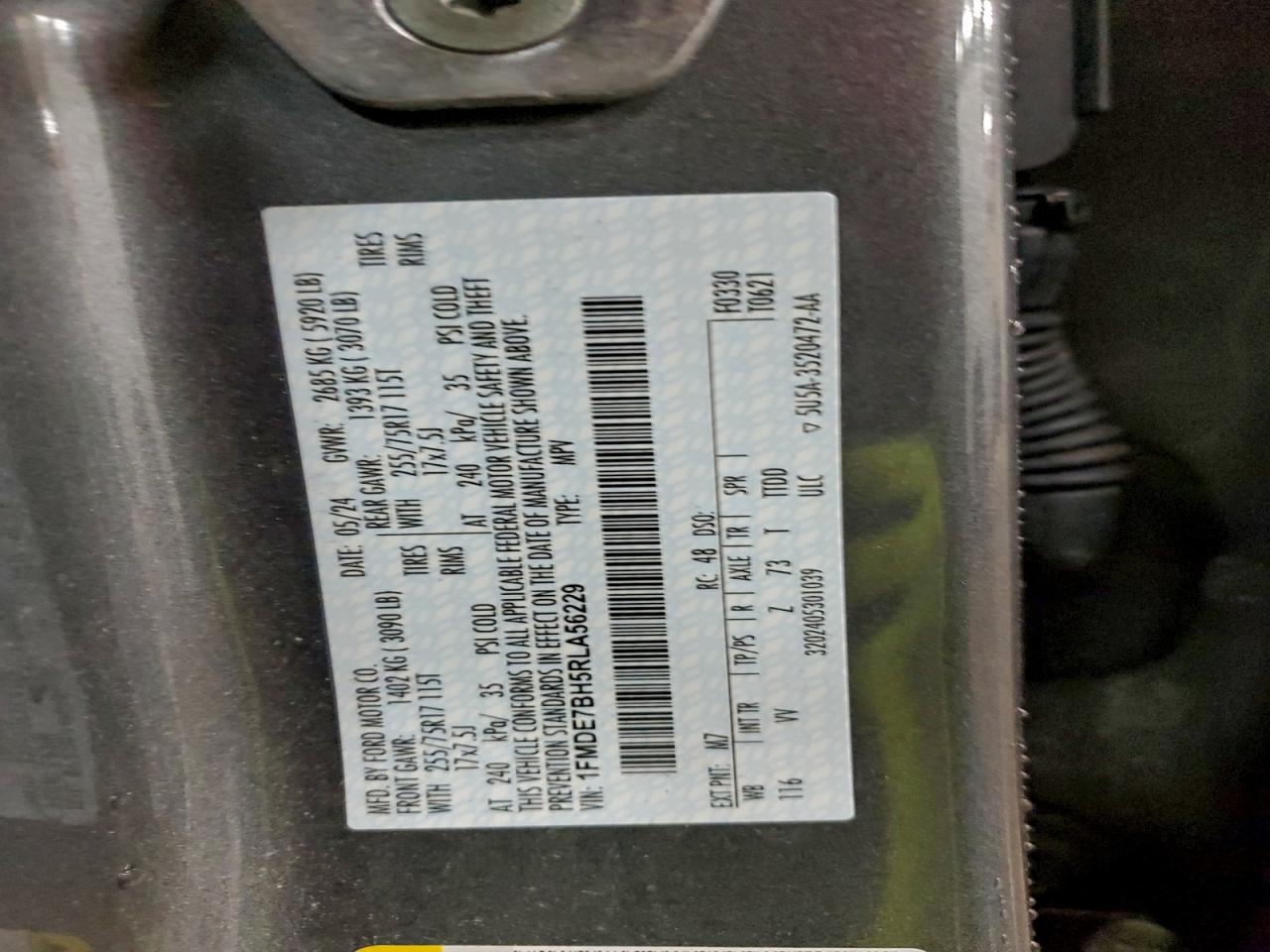 2024 Ford Bronco Big Bend VIN: 1FMDE7BH5RLA56229 Lot: 94266365