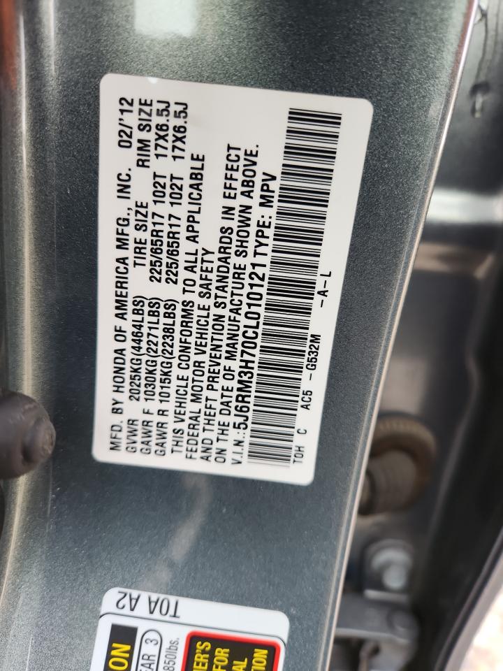 2012 Honda Cr-V Exl VIN: 5J6RM3H70CL010121 Lot: 91117045