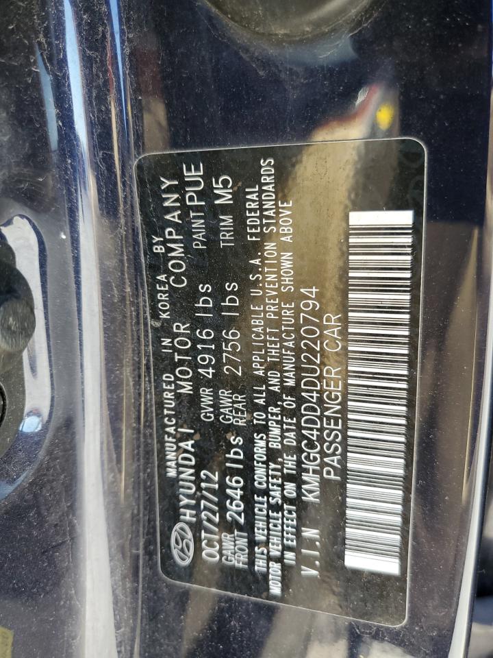 2013 Hyundai Genesis 3.8L VIN: KMHGC4DD4DU220794 Lot: 92636875