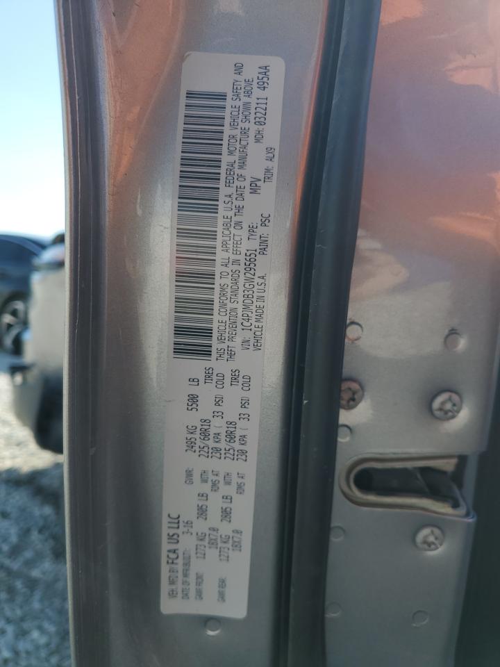 2016 Jeep Cherokee Limited VIN: 1C4PJMDB3GW295651 Lot: 91221985