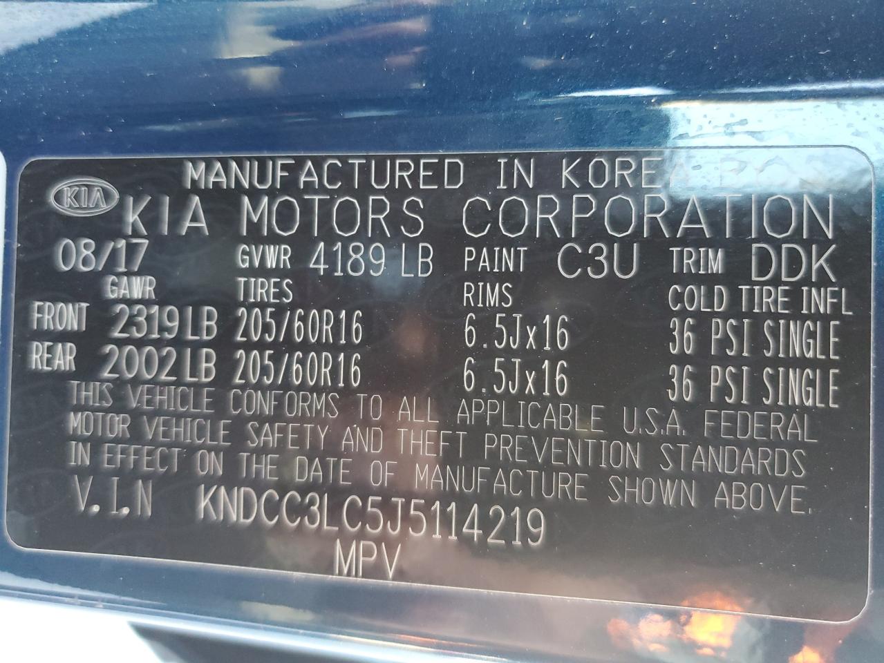 2018 Kia Niro Ex VIN: KNDCC3LC5J5114219 Lot: 92994505