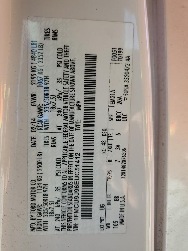 2014 Ford Escape Titanium VIN: 1FMCU9J96EUC51412 Lot: 91506705