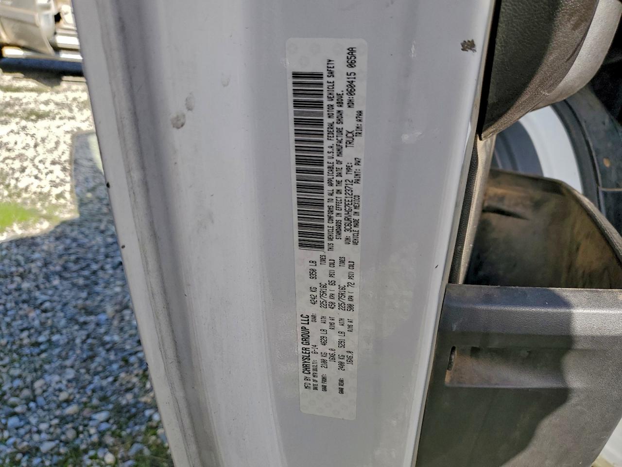 2014 Ram Promaster 3500 3500 High VIN: 3C6URVHG7EE123712 Lot: 94363965