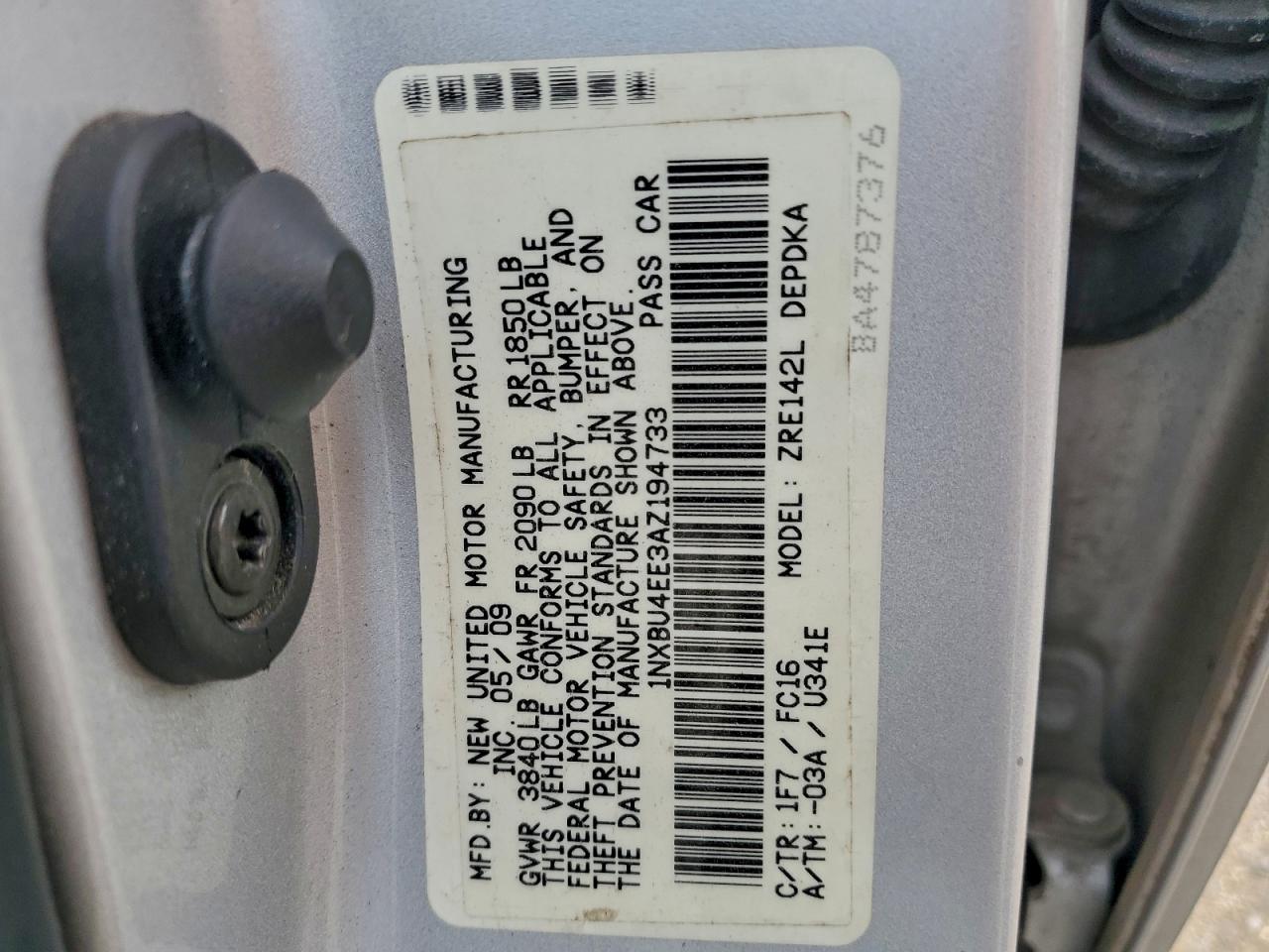2010 Toyota Corolla Base VIN: 1NXBU4EE3AZ194733 Lot: 93863245