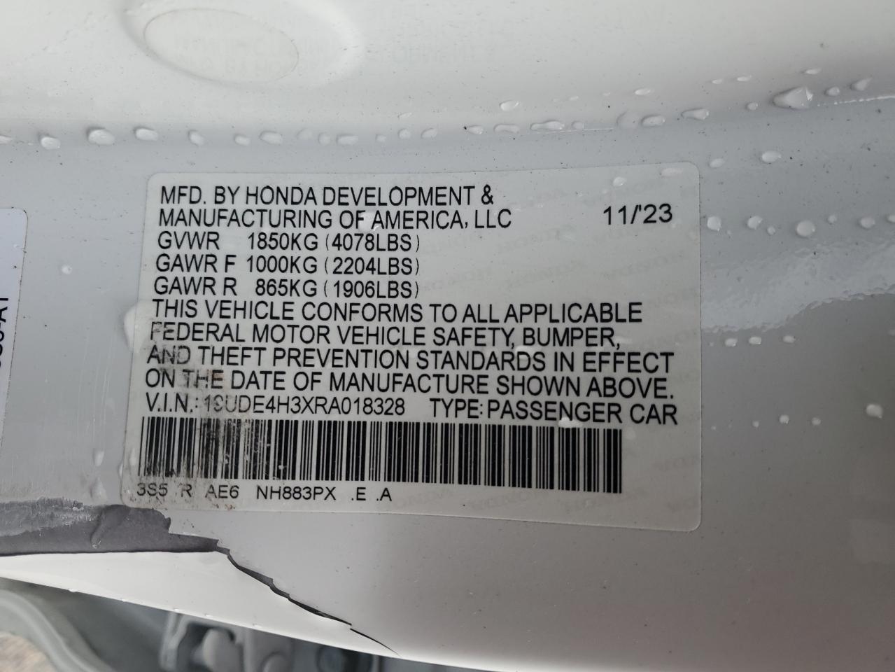 2024 Acura Integra A-Spec VIN: 19UDE4H3XRA018328 Lot: 92289905