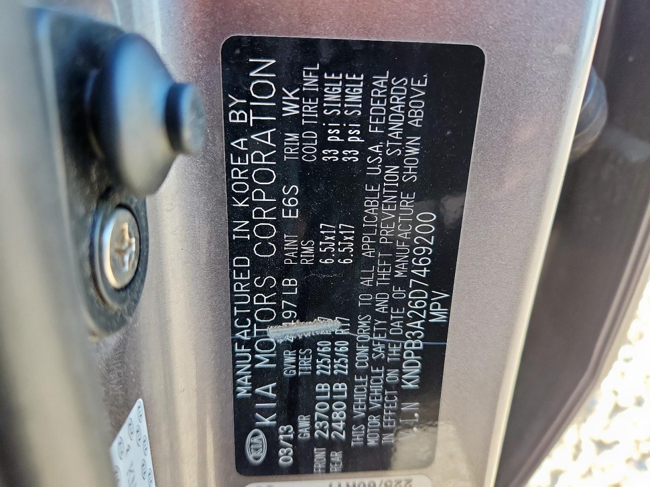 2013 Kia Sportage Base VIN: KNDPB3A26D7469200 Lot: 91684015