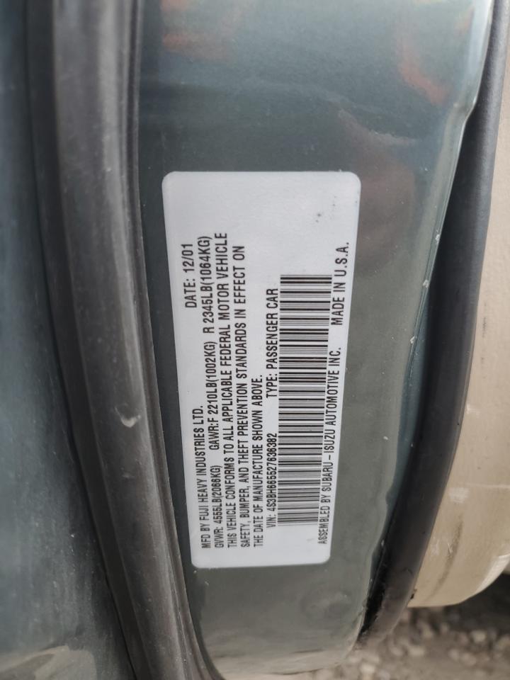 2002 Subaru Legacy Outback VIN: 4S3BH665527636382 Lot: 93223365