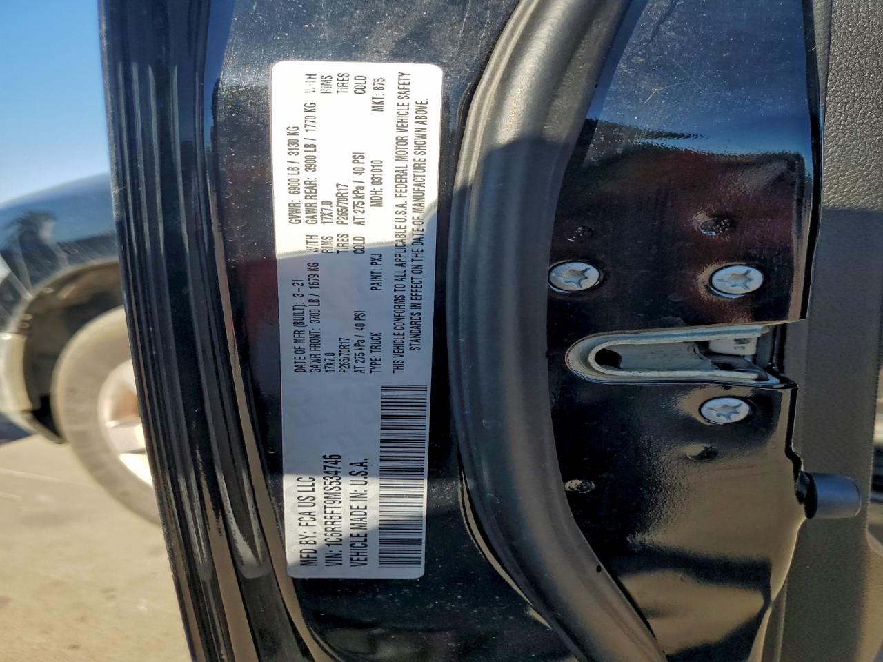 2021 Ram 1500 Classic Tradesman VIN: 1C6RR6FT9MS534746 Lot: 91766455