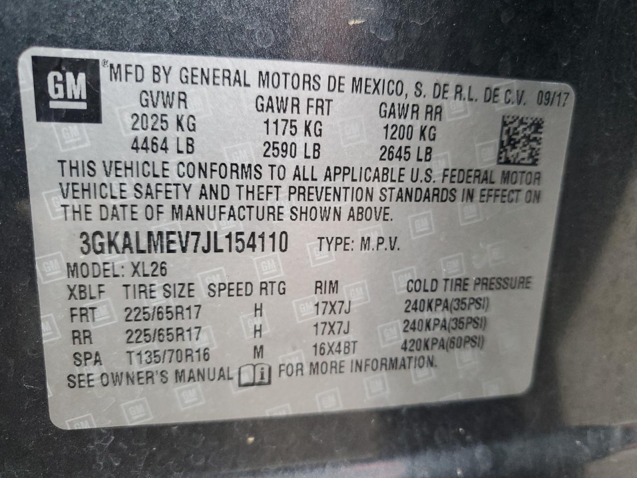 2018 GMC Terrain Sle VIN: 3GKALMEV7JL154110 Lot: 93187275